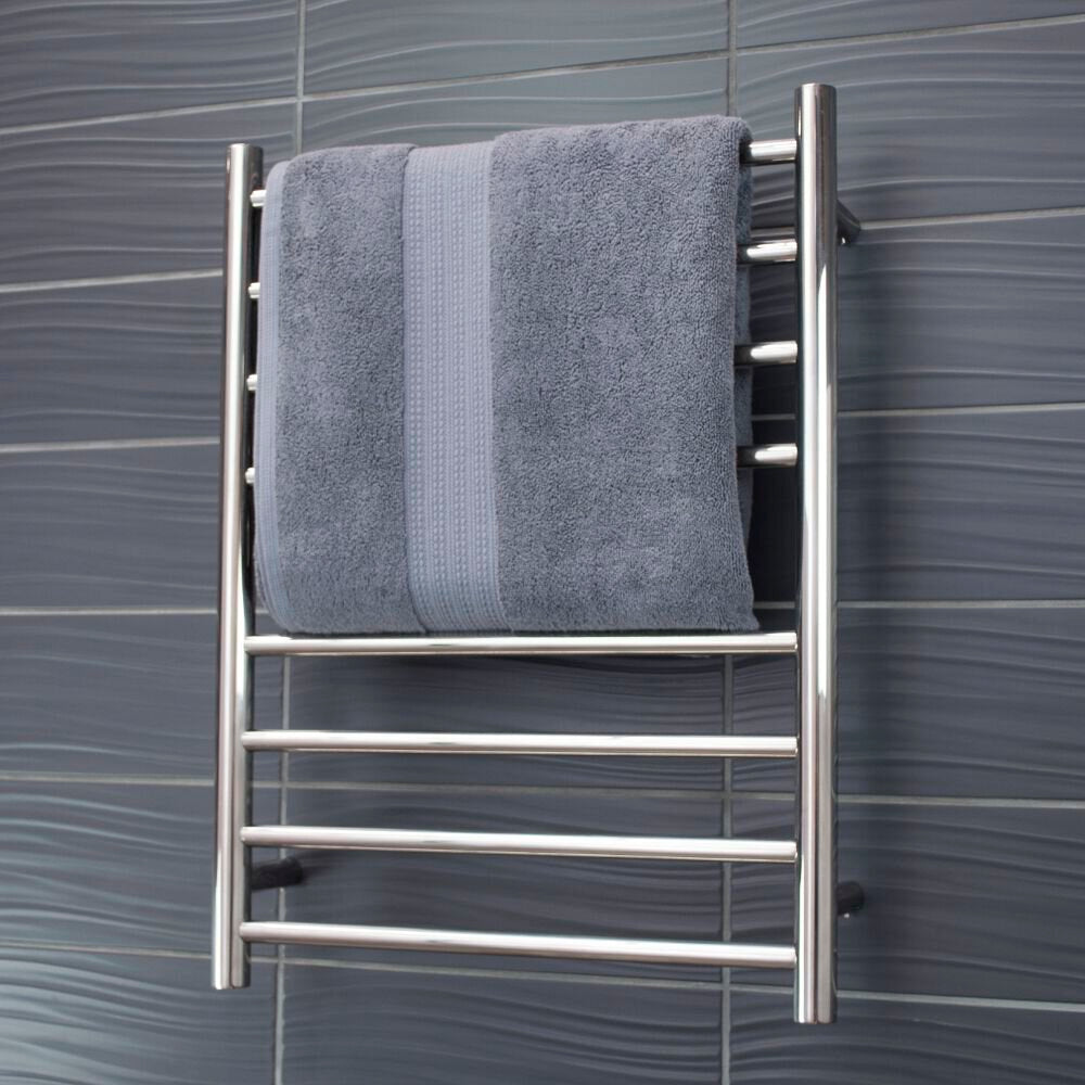 RADIANT HEATING 8-BARS ROUND HEATED TOWEL RAIL CHROME 65WATTS 530MM