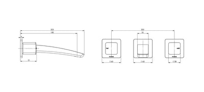 PHOENIX RUSH WALL BASIN SET CHROME