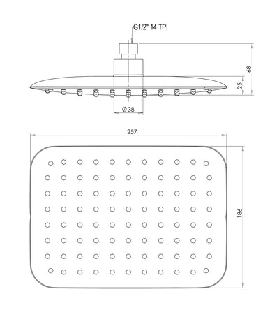 PHOENIX RUSH SHOWER ROSE CHROME 257MM X 186MM