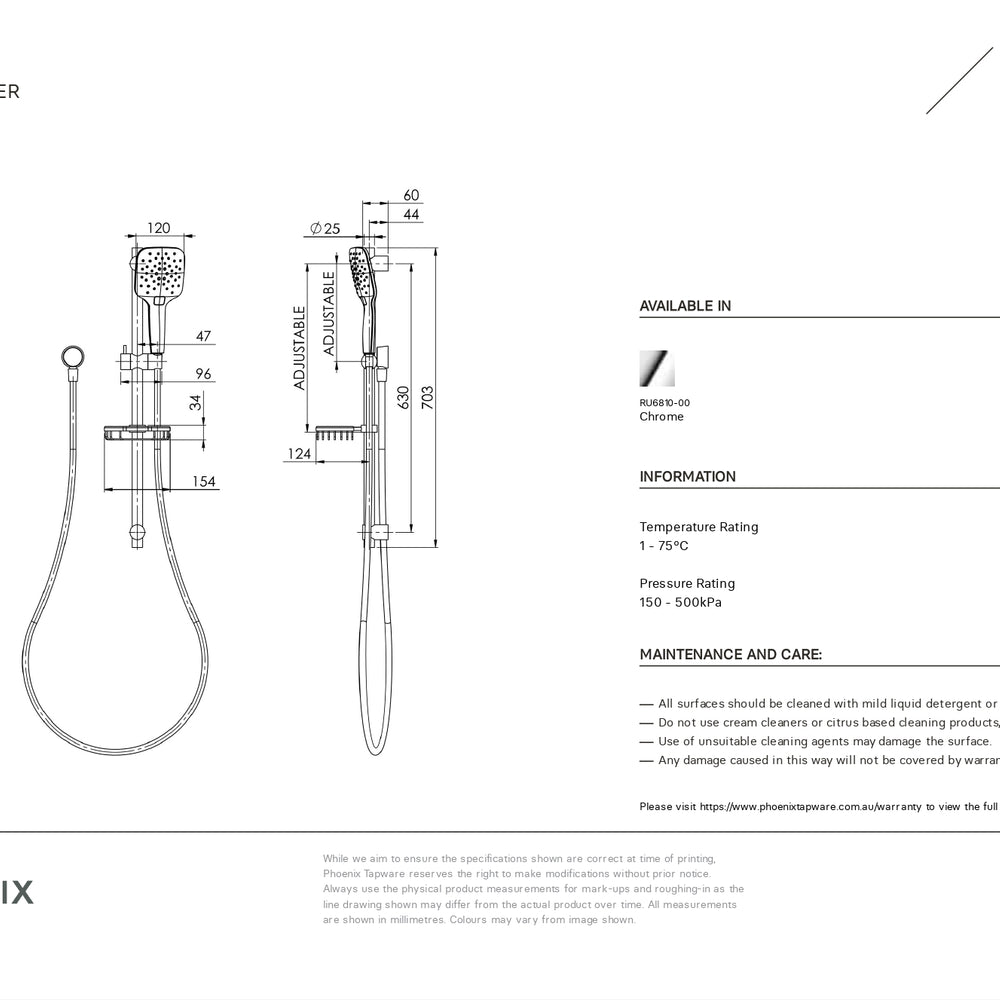 PHOENIX RUSH RAIL SHOWER CHROME