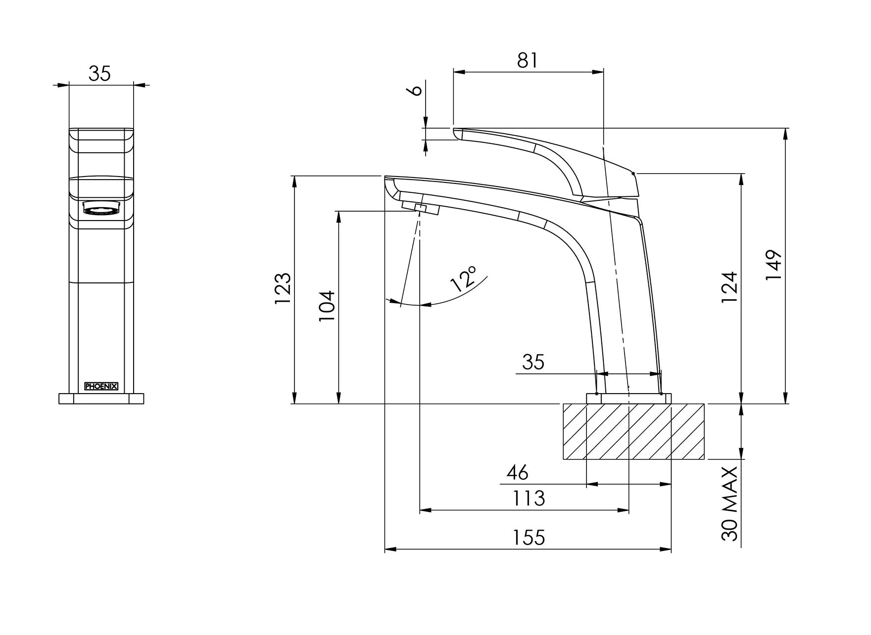 PHOENIX RUSH BASIN MIXER BRUSHED NICKEL