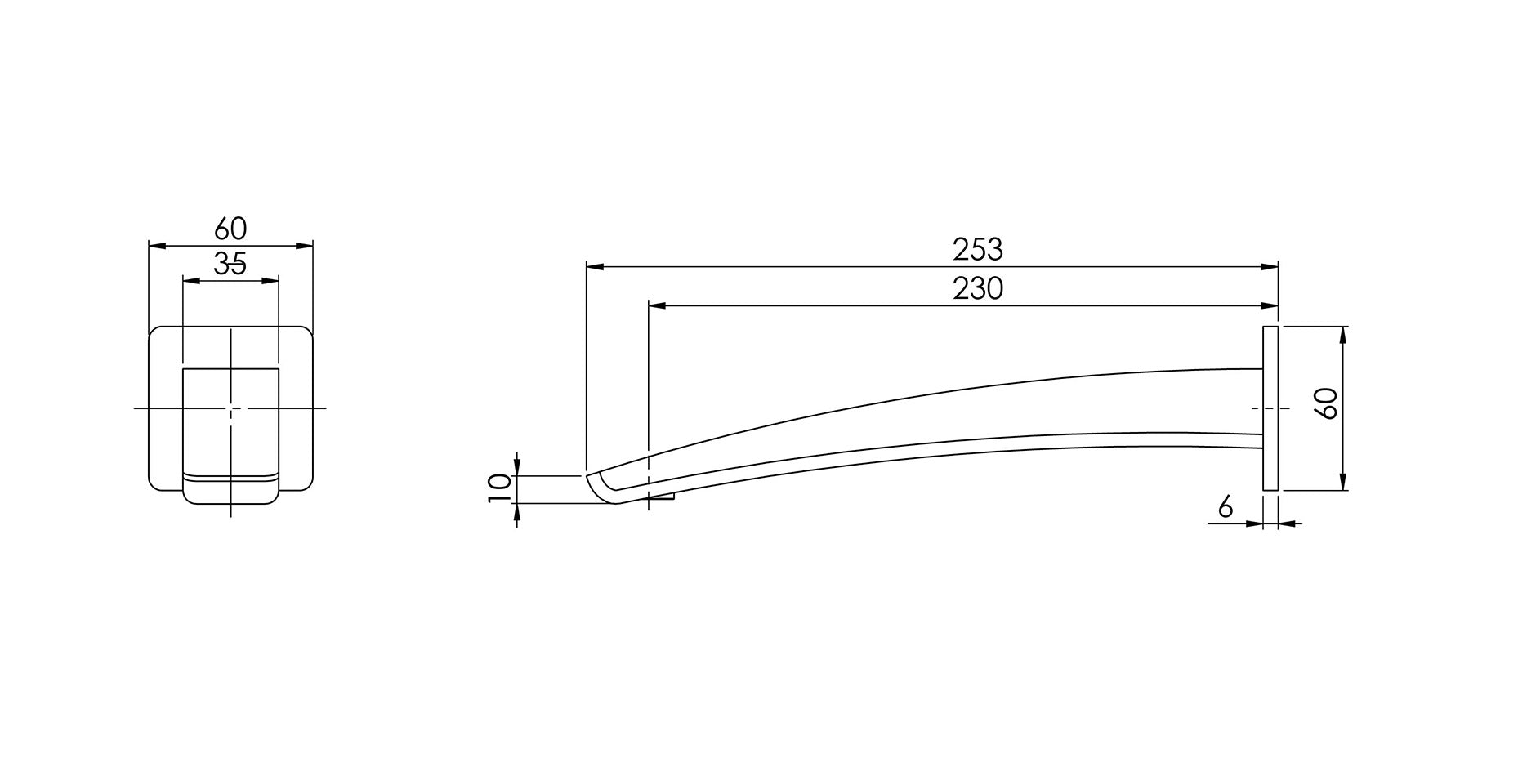 PHOENIX RUSH WALL OUTLET 230MM BRUSHED NICKEL