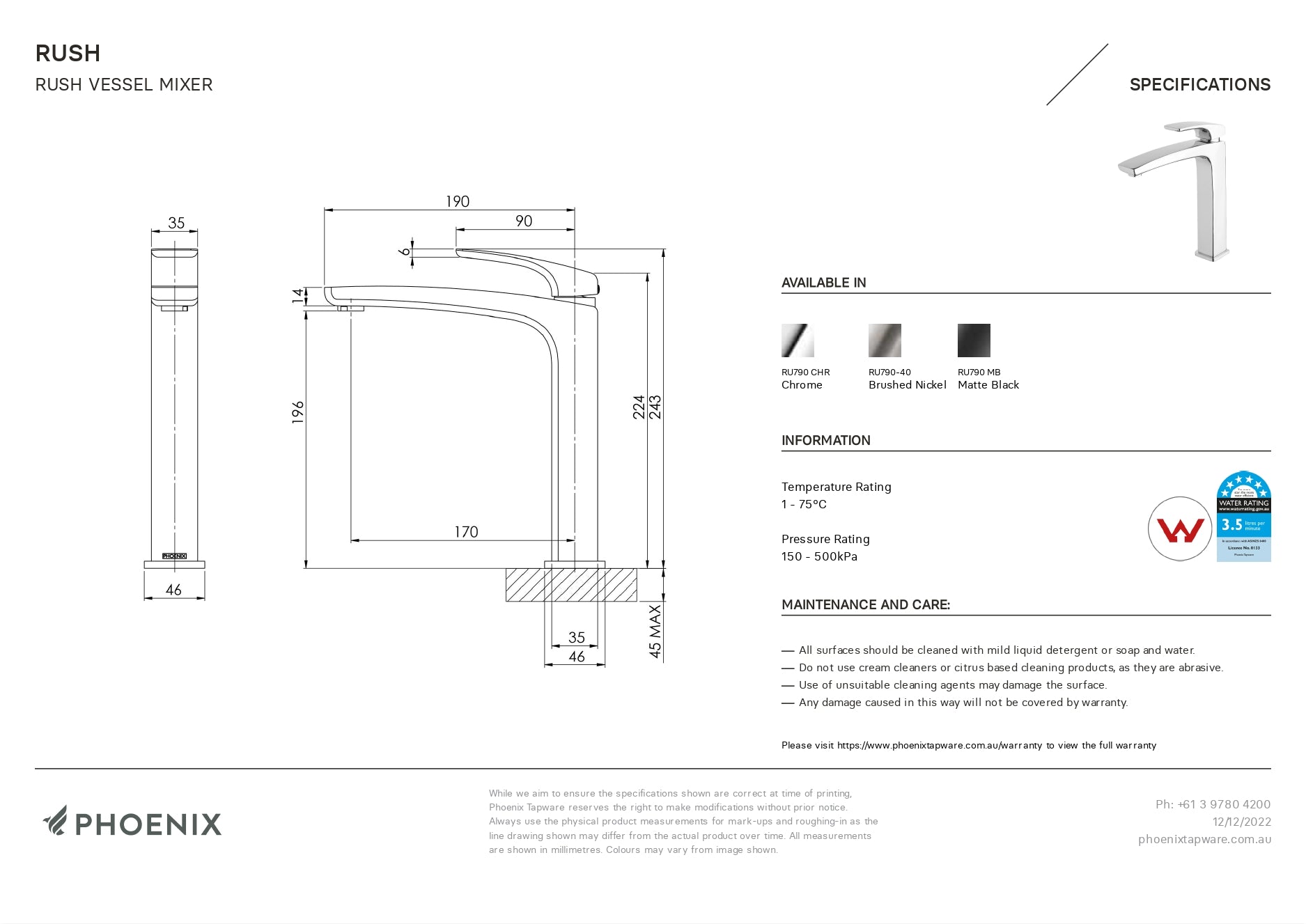 PHOENIX RUSH VESSEL MIXER BRUSHED NICKEL