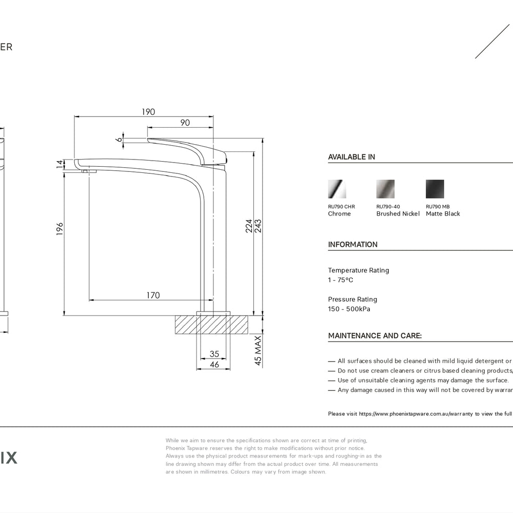 PHOENIX RUSH VESSEL MIXER MATTE BLACK
