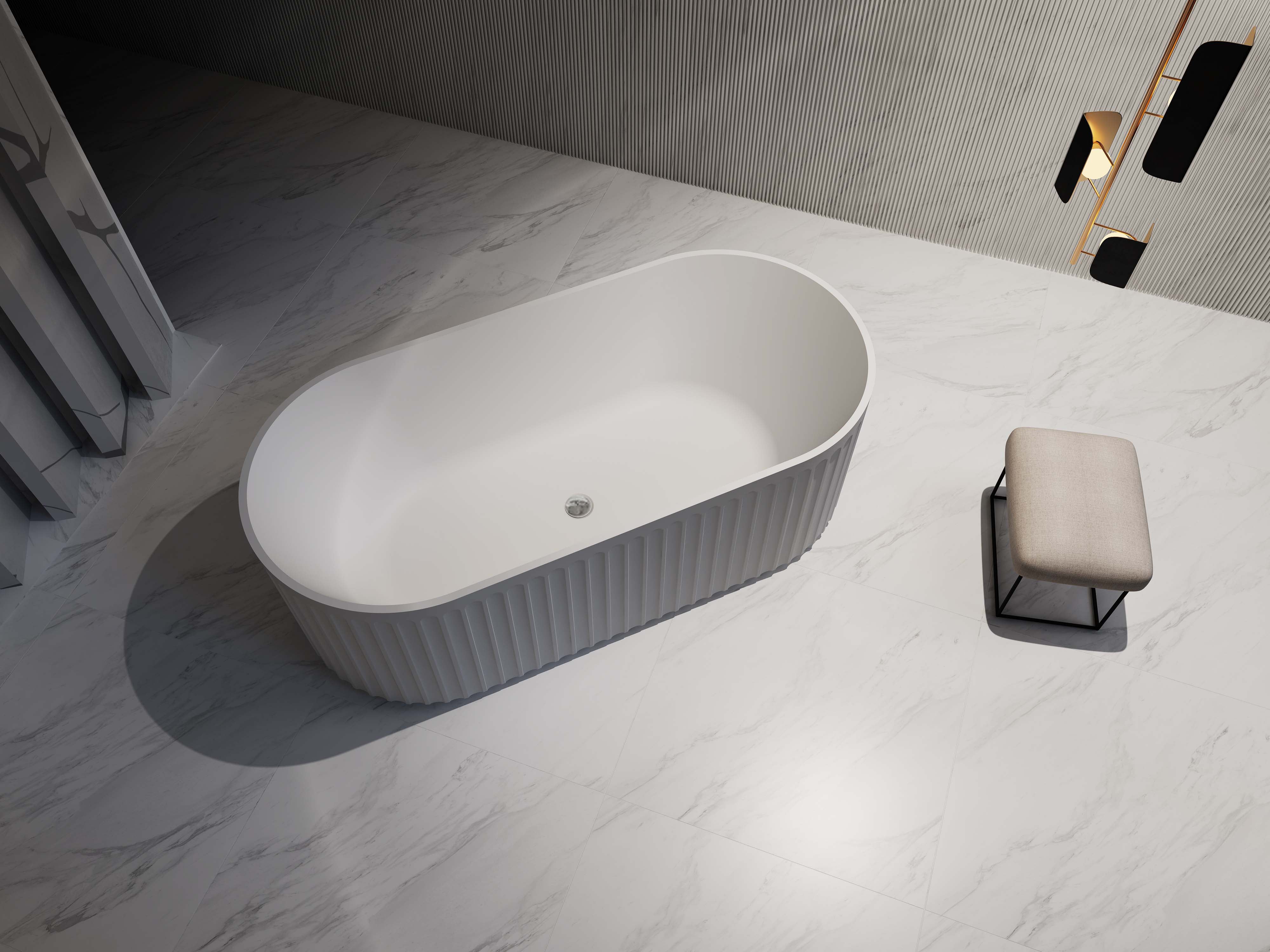 RIVA ROMA FLUTED FREESTANDING BATHTUB GLOSS WHITE (AVAILABLE IN 1500MM AND 1700MM)