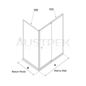 BTH WALL TO WALL FRAMED PIVOT DOOR SHOWER SCREEN BLACK