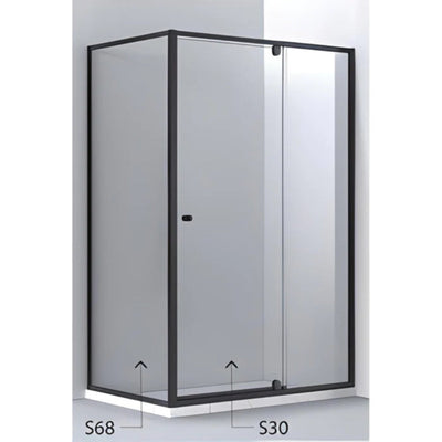 BTH WALL TO WALL FRAMED PIVOT DOOR SHOWER SCREEN BLACK