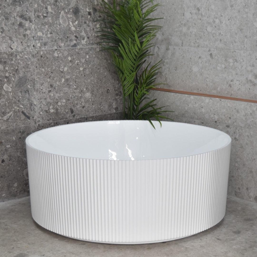 ENFLAIR SUNSHINE GROOVE FREESTANDING BATHTUB GLOSS WHITE 1500MM