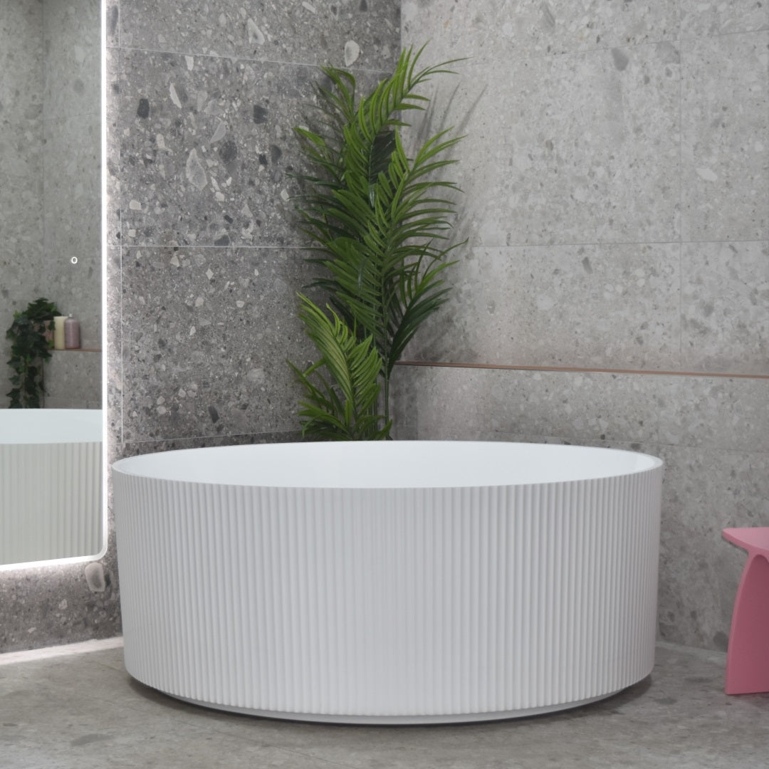 ENFLAIR SUNSHINE GROOVE FREESTANDING BATH MATTE WHITE 1500MM