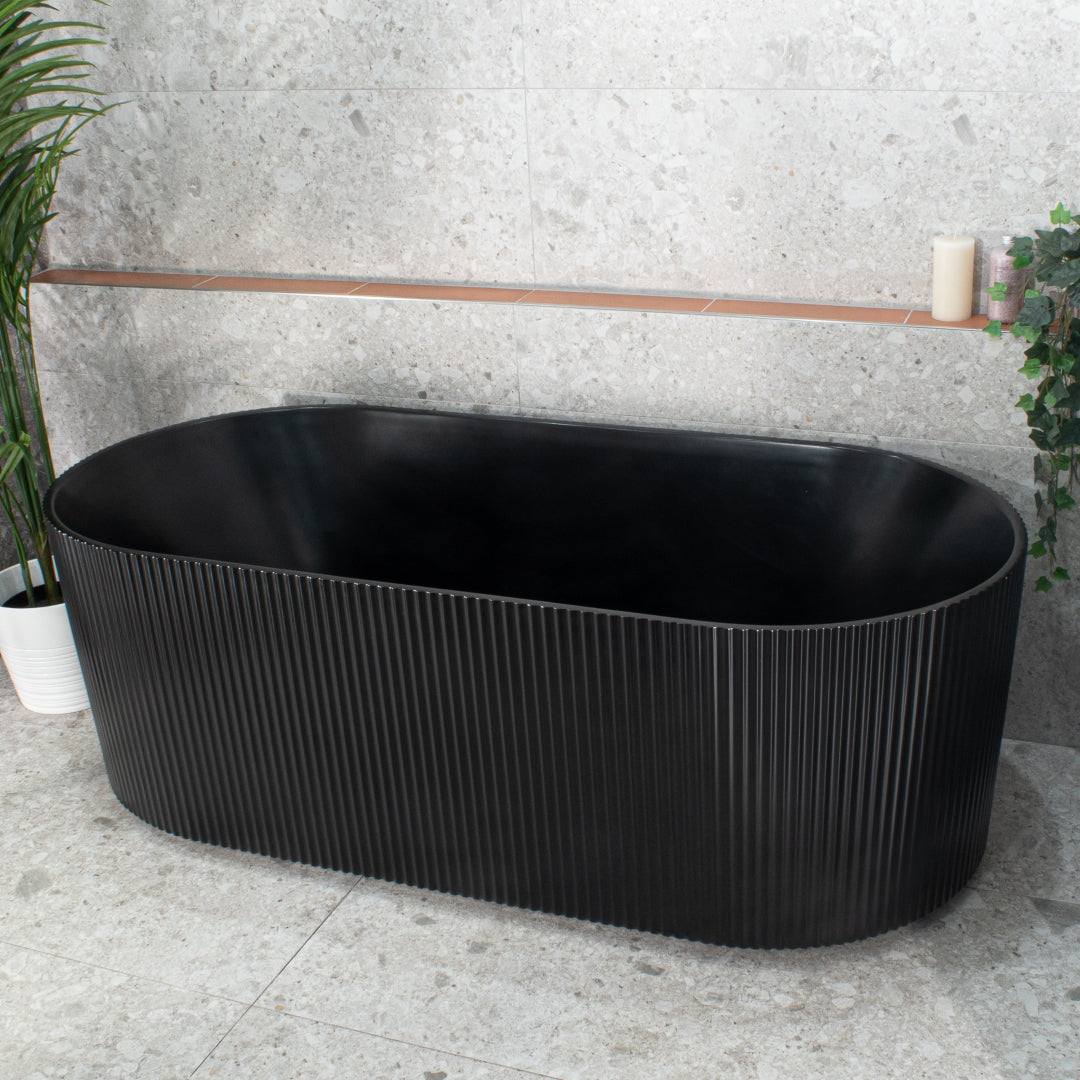 ENFLAIR BRIGHTON GROOVE FREESTANDING BATH MATTE BLACK (AVAILABLE IN 1500MM AND 1700MM)