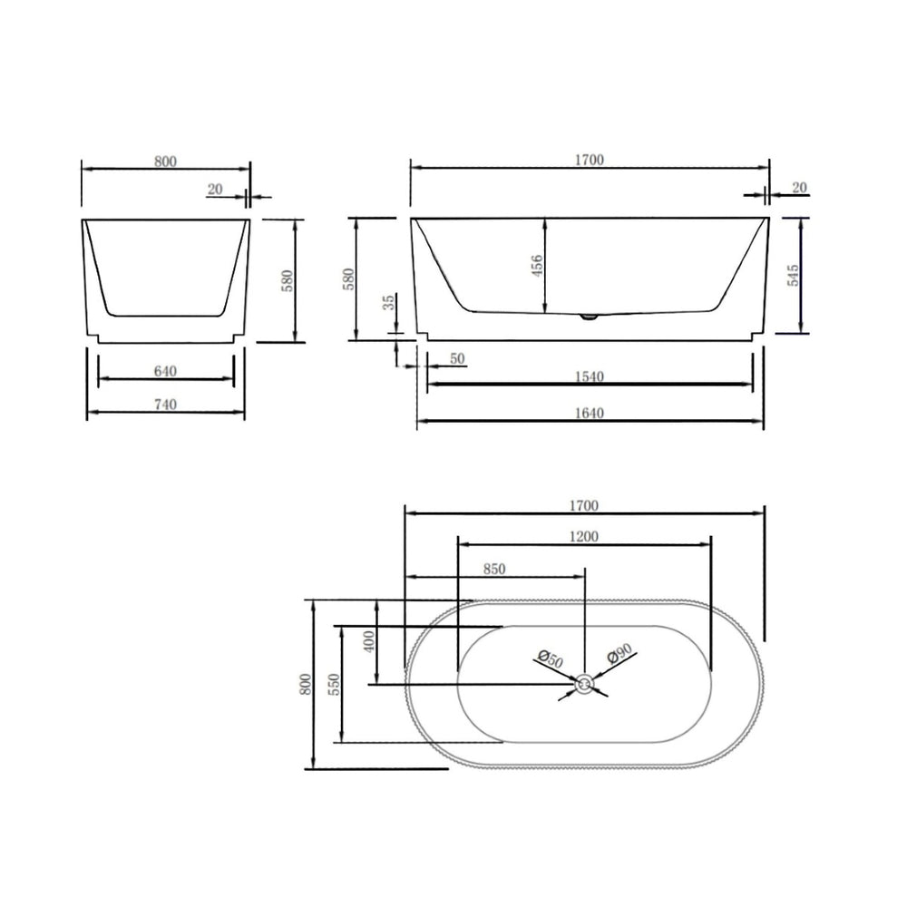 ENFLAIR BRIGHTON GROOVE FREESTANDING BATHTUB MATTE BLACK (AVAILABLE IN 1500MM AND 1700MM)