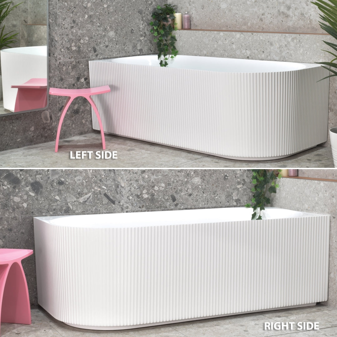 ENFLAIR BRIGHTON GROOVE FREESTANDING RIGHT CORNER BATHTUB MATTE WHITE (AVAILABLE IN 1500MM AND 1700MM)