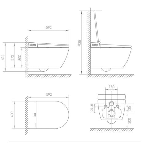 LAFEME SESTO SMART TOILET WALL HUNG PACKAGE W/ AUTOFLUSH GLOSS WHITE