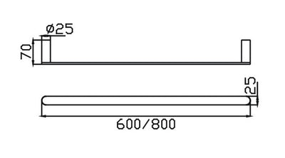 TAPART SLEEK SINGLE NON-HEATED TOWEL RAIL ROSE GOLD 600MM AND 800MM