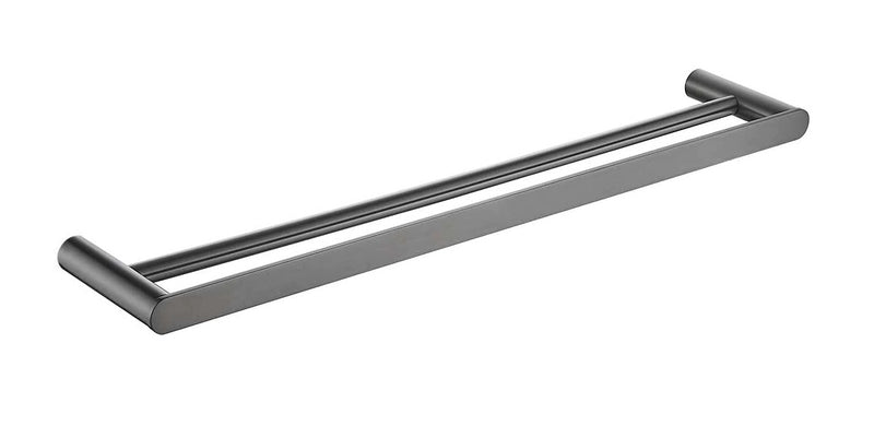 TAPART SLEEK DOUBLE NON-HEATED TOWEL RAIL BRUSHED GUN METAL 600MM AND 800MM