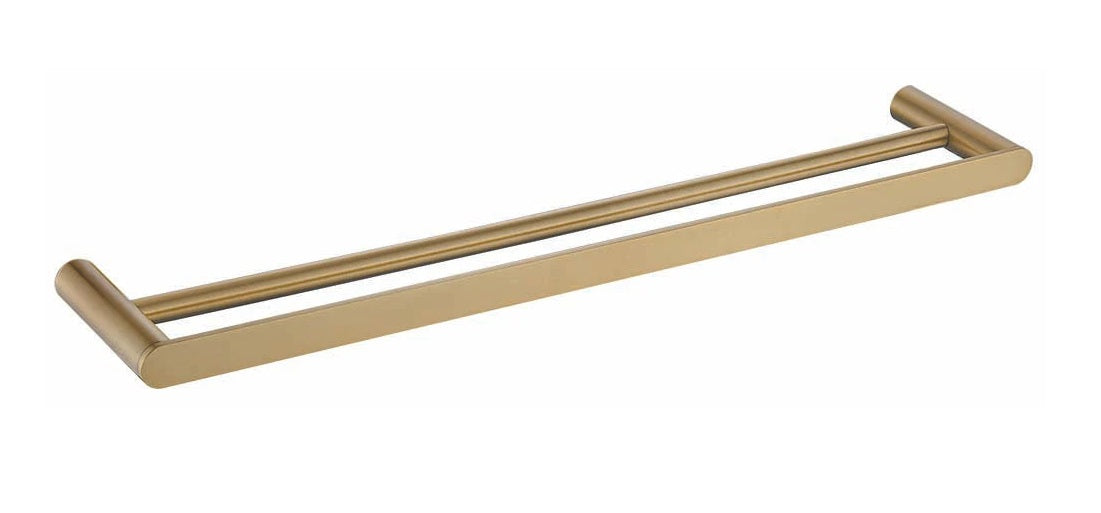 TAPART SLEEK DOUBLE NON-HEATED TOWEL RAIL BRUSHED GOLD 600MM AND 800MM