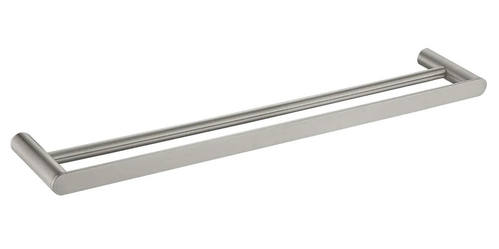 TAPART SLEEK DOUBLE NON-HEATED TOWEL RAIL BRUSHED NICKEL 600MM AND 800MM