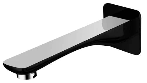TAPART SLEEK BATH OUTLET 200MM BLACK AND CHROME