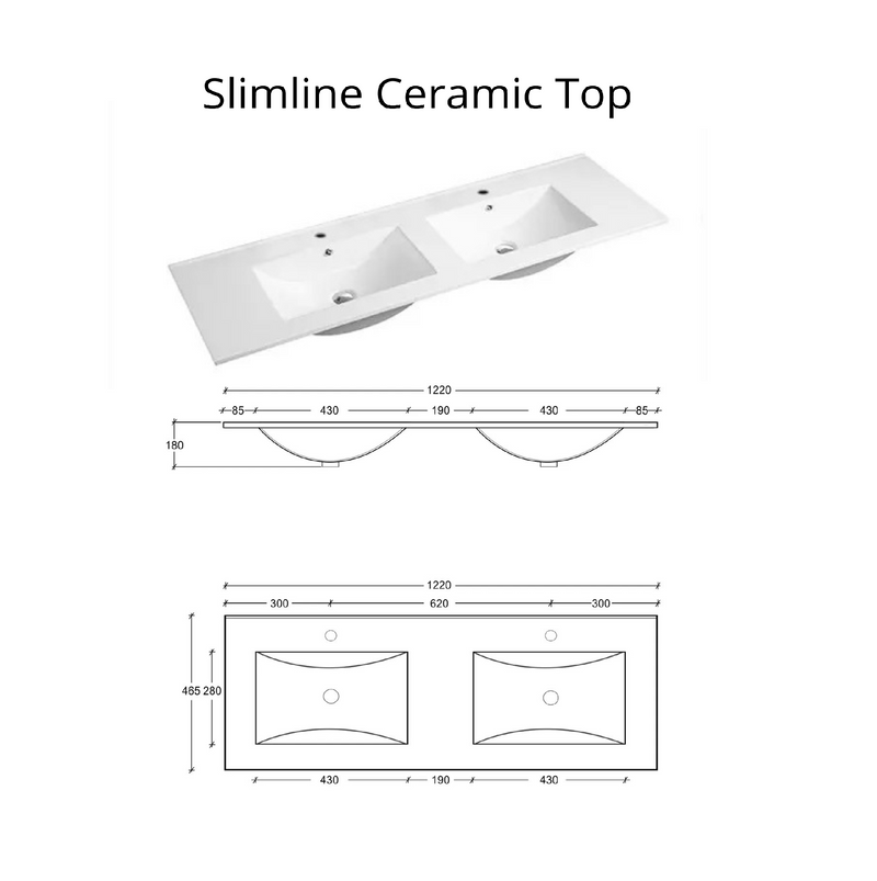 POSEIDON QUBIST MATTE WHITE 1200MM DOUBLE BOWL FREE STANDING VANITY