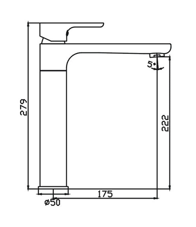 TAPART SLEEK SINK MIXER 279MM BLACK AND CHROME