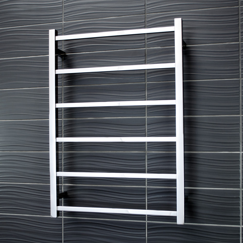 RADIANT HEATING 6-BARS SQUARE NON-HEATED TOWEL RAIL CHROME 600MM