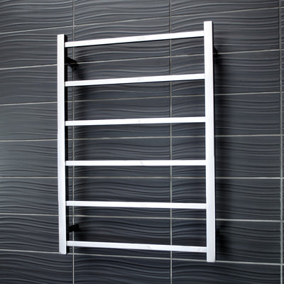 RADIANT HEATING 6-BARS SQUARE NON-HEATED TOWEL RAIL CHROME 600MM