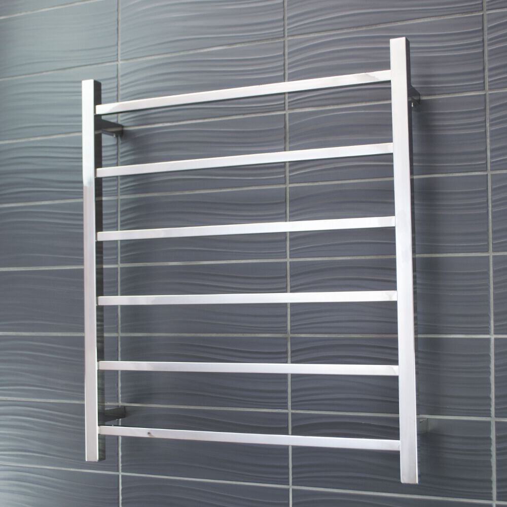 RADIANT HEATING 6-BARS SQUARE NON-HEATED TOWEL RAIL CHROME 700MM