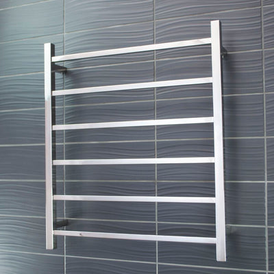 RADIANT HEATING 6-BARS SQUARE NON-HEATED TOWEL RAIL CHROME 700MM