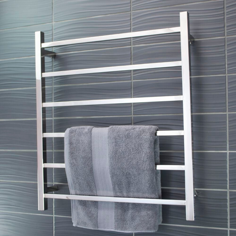 RADIANT HEATING 6-BARS SQUARE NON-HEATED TOWEL RAIL CHROME 700MM