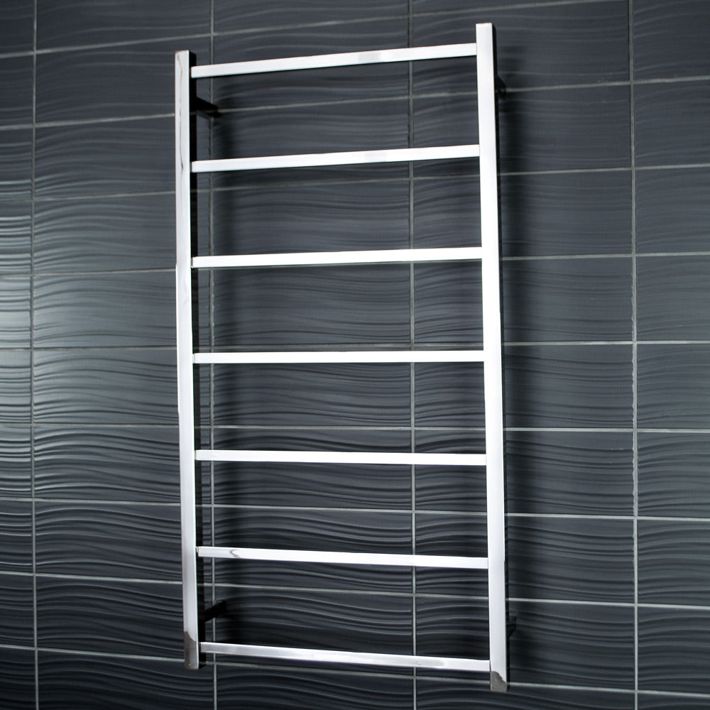 RADIANT HEATING 7-BARS SQUARE NON-HEATED TOWEL RAIL CHROME 600MM