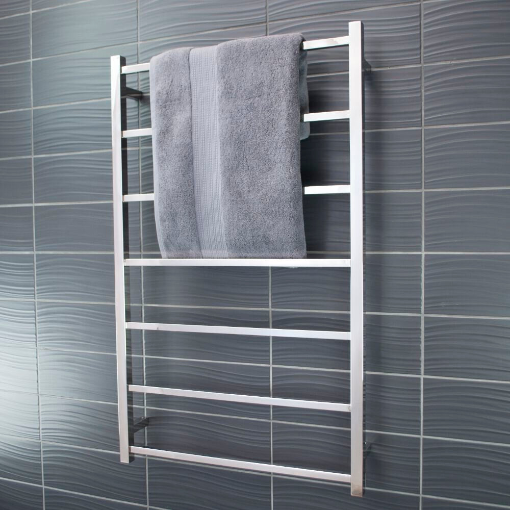 RADIANT HEATING 7-BARS SQUARE NON-HEATED TOWEL RAIL CHROME 700MM