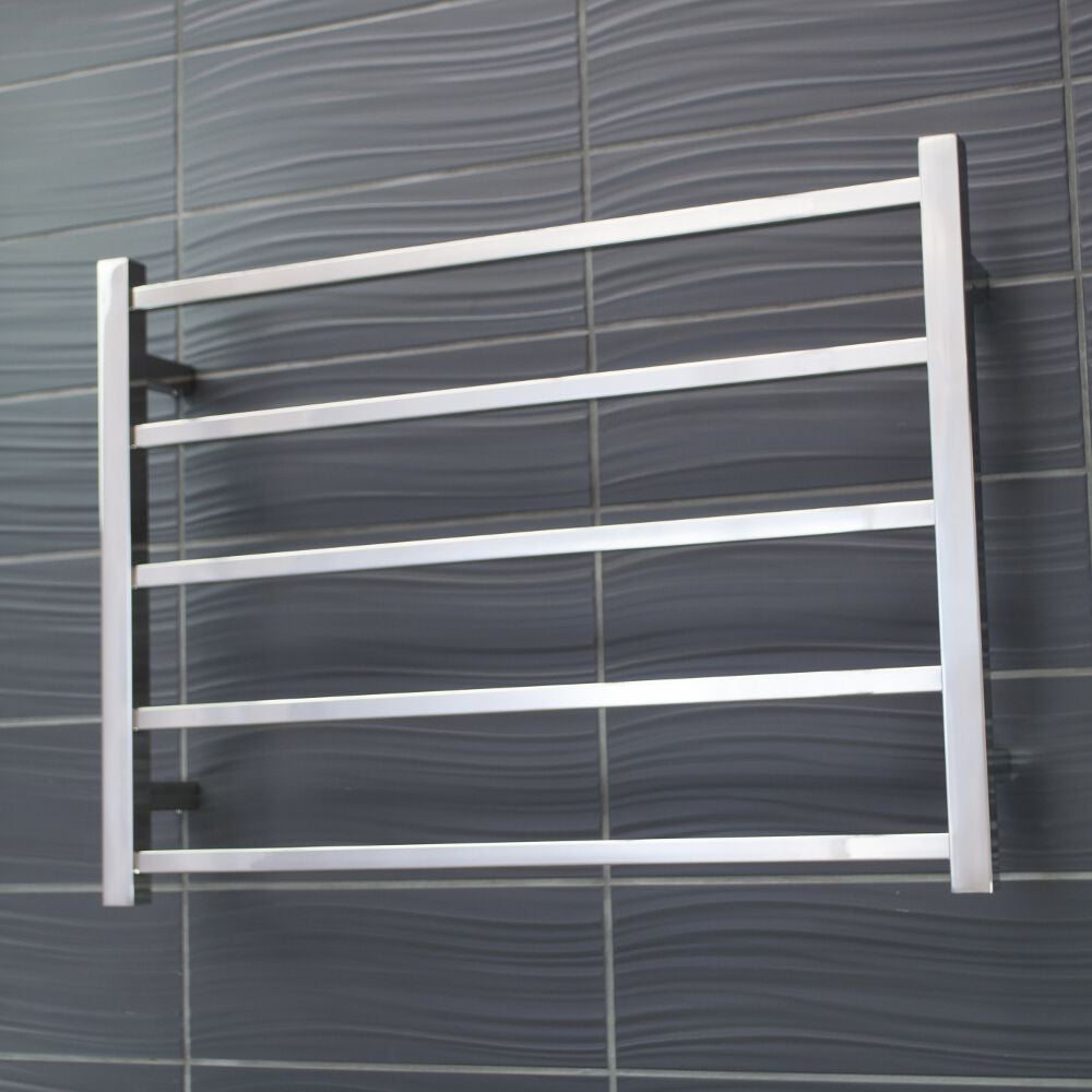 RADIANT HEATING 5-BARS SQUARE NON-HEATED TOWEL RAIL CHROME 600MM