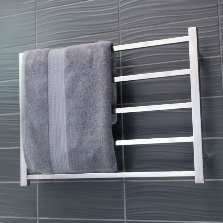 RADIANT HEATING 5-BARS SQUARE NON-HEATED TOWEL RAIL CHROME 600MM