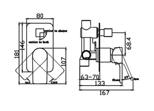 TAPART SLEEK WALL MIXER WITH DIVERTER 181MM LUXURY CHROME
