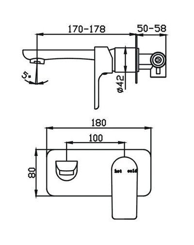 TAPART SLEEK WALL MIXER WITH OUTLET BLACK