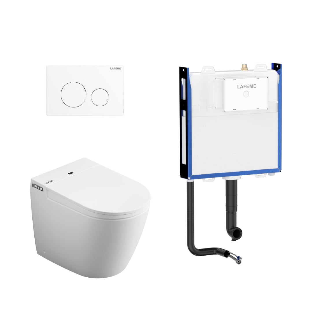 LAFEME CRAWFORD SMART TOILET WALL FACED PACKAGE W/ AUTOFLUSH GLOSS WHITE