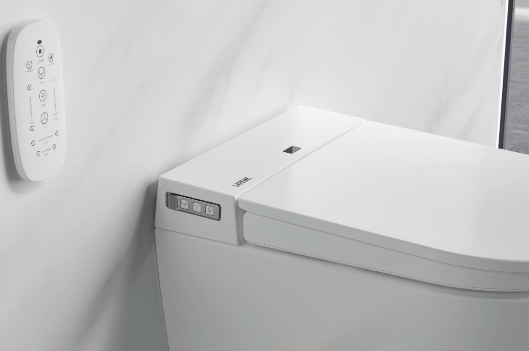 LAFEME CRAWFORD SMART TOILET WALL FACED PACKAGE W/ AUTOFLUSH GLOSS WHITE