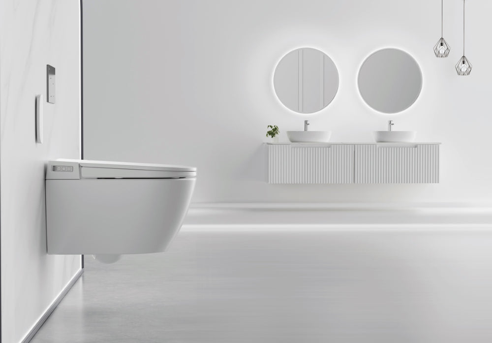 LAFEME SESTO SMART TOILET WALL HUNG PACKAGE W/ AUTOFLUSH GLOSS WHITE