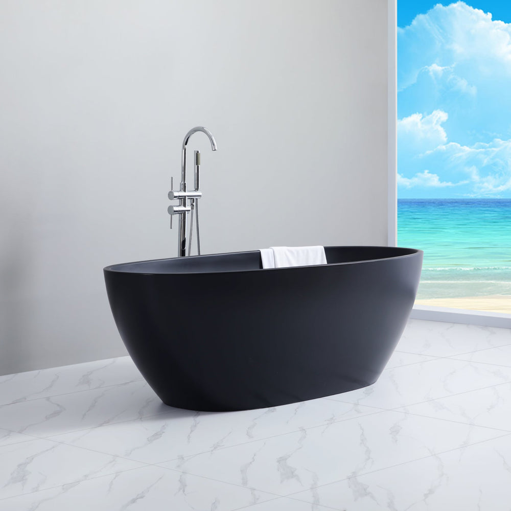 POSEIDON STELLA FREE STANDING BATHTUB MATTE BLACK 1500MM