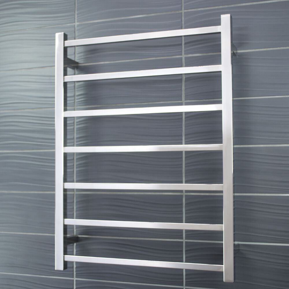 RADIANT HEATING 7-BARS SQUARE HEATED TOWEL RAIL CHROME 80WATTS 600MM