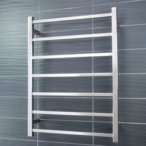 RADIANT HEATING 7-BARS SQUARE HEATED TOWEL RAIL CHROME 80WATTS 600MM