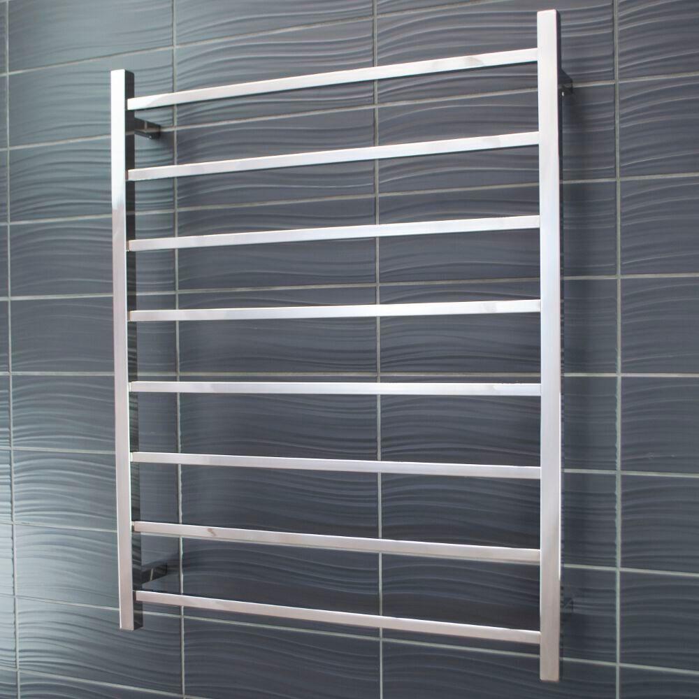 RADIANT HEATING 8-BARS SQUARE HEATED TOWEL RAIL CHROME 120WATTS 800MM