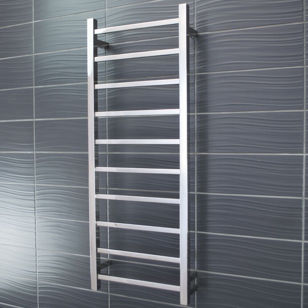 RADIANT HEATING 10-BARS SQUARE HEATED TOWEL RAIL CHROME 80WATTS 430MM