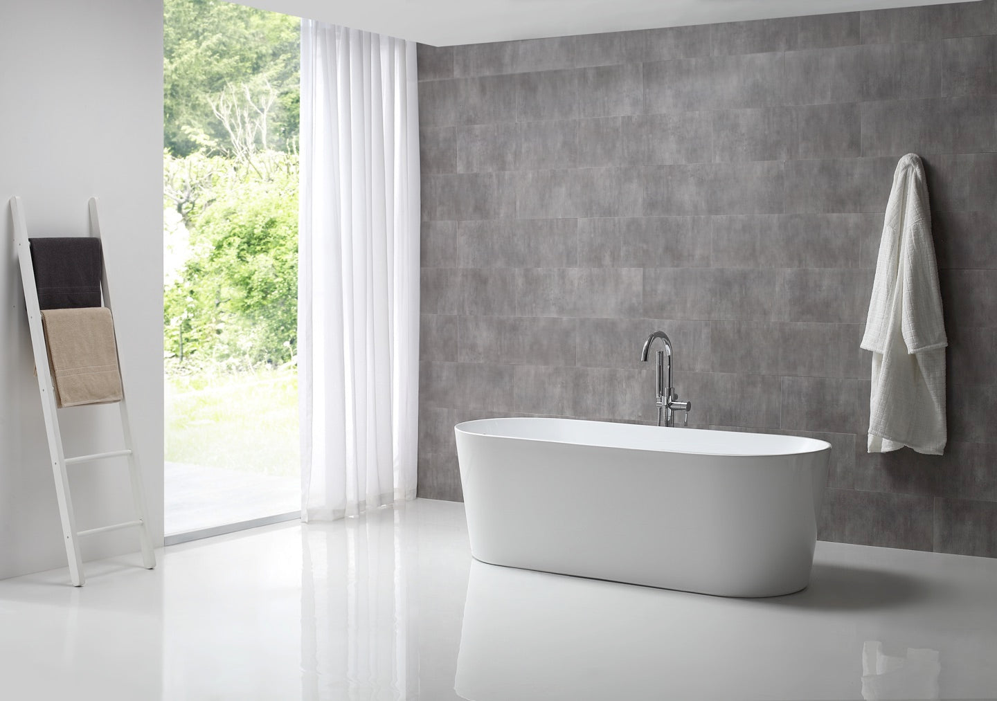 SUNNY SLIM EGDE FREE STANDING BATH WITH THIN EDGE WHITE (AVAILABLE IN 1500MM AND 1700MM)