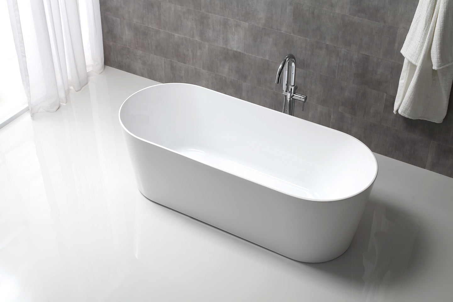 SUNNY SLIM EGDE FREE STANDING BATH WITH THIN EDGE WHITE (AVAILABLE IN 1500MM AND 1700MM)
