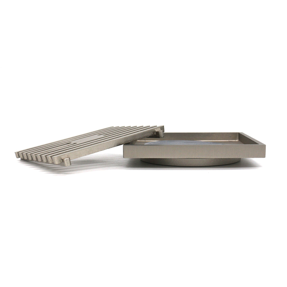 GRATES2GO SLIMLINE BRASS POINT DRAIN SATIN NICKEL 100MM