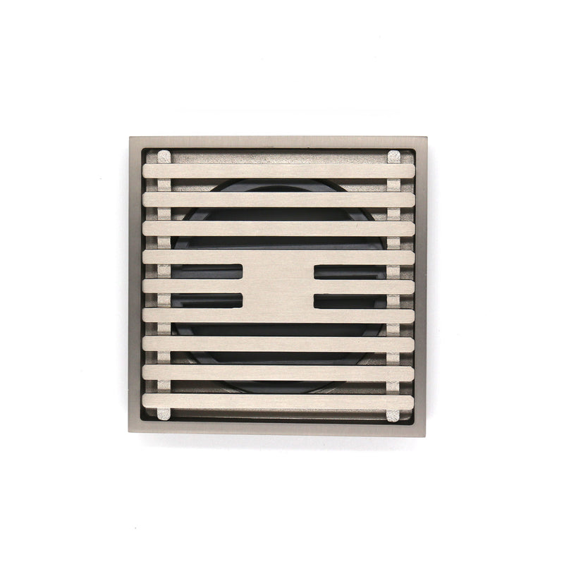 GRATES2GO SLIMLINE BRASS POINT DRAIN SATIN NICKEL 100MM