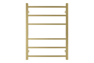 LINSOL SPIRIT 6 BAR HEATED TOWEL RAIL BRUSHED BRASS 800MM