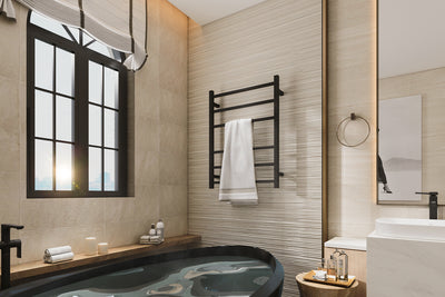 LINSOL SPIRIT 6 BAR HEATED TOWEL RAIL MATTE BLACK 800MM