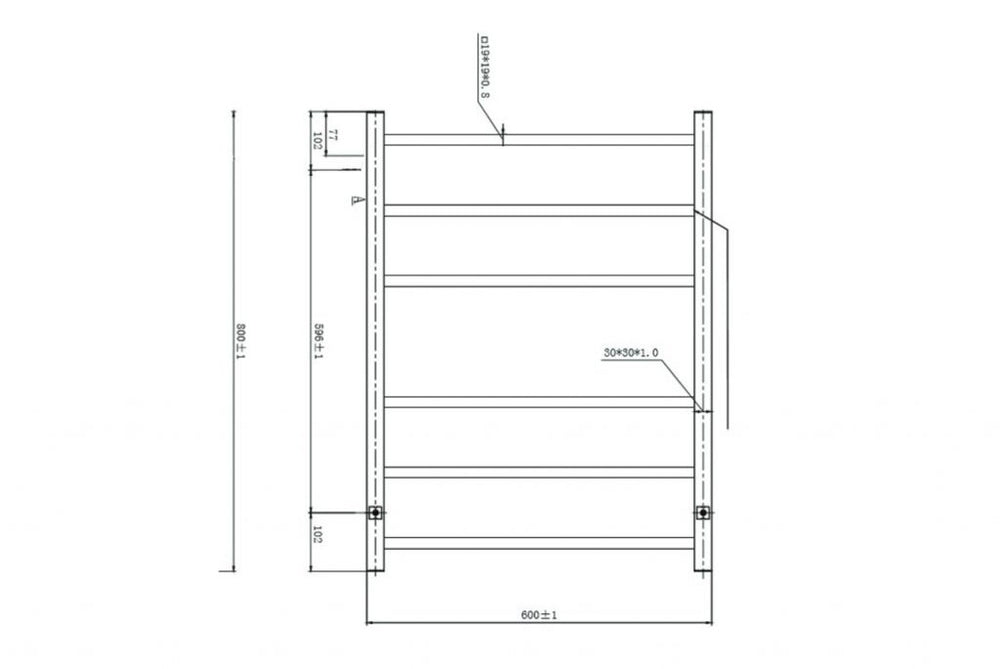 LINSOL SPIRIT 6 BAR HEATED TOWEL RAIL MATTE BLACK 800MM